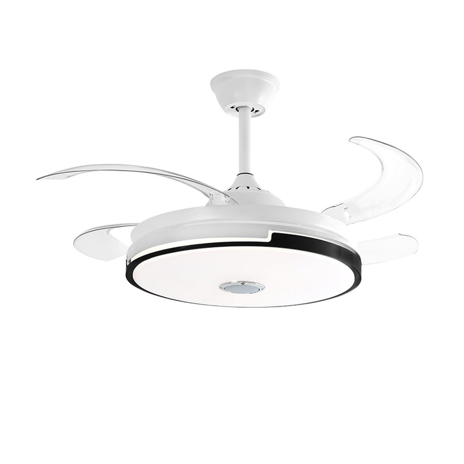 Ceiling Fan with Light & Bluetooth Speaker – Modern Invisible Chandelier, 6 Speeds & Remote