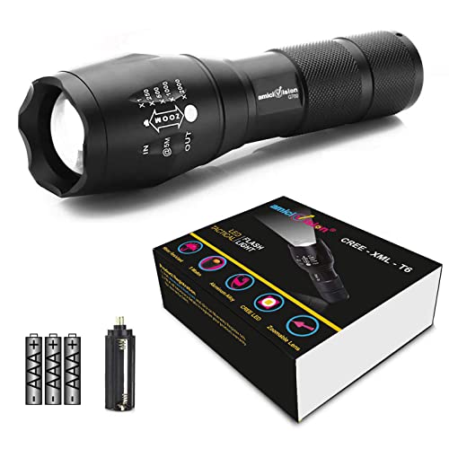 Metal LED Flashlight, XHP50 Zoomable Torch with 5 Modes, Rechargeable 2600mAh Battery & Water-Resistant Body