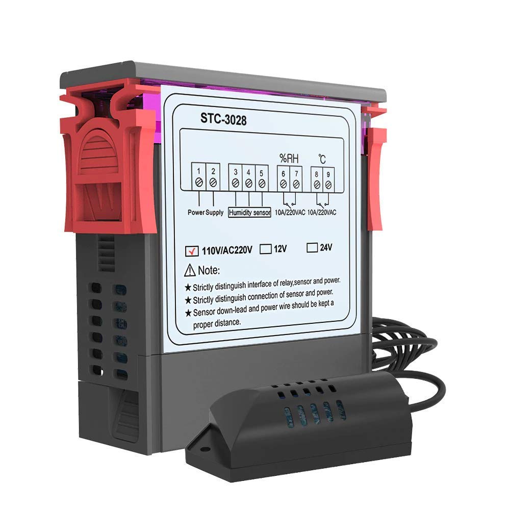AC 220V Digital Thermostat Controller Dual Temperature and Humidity Regulator Device with LCD Display & Smart Alarm