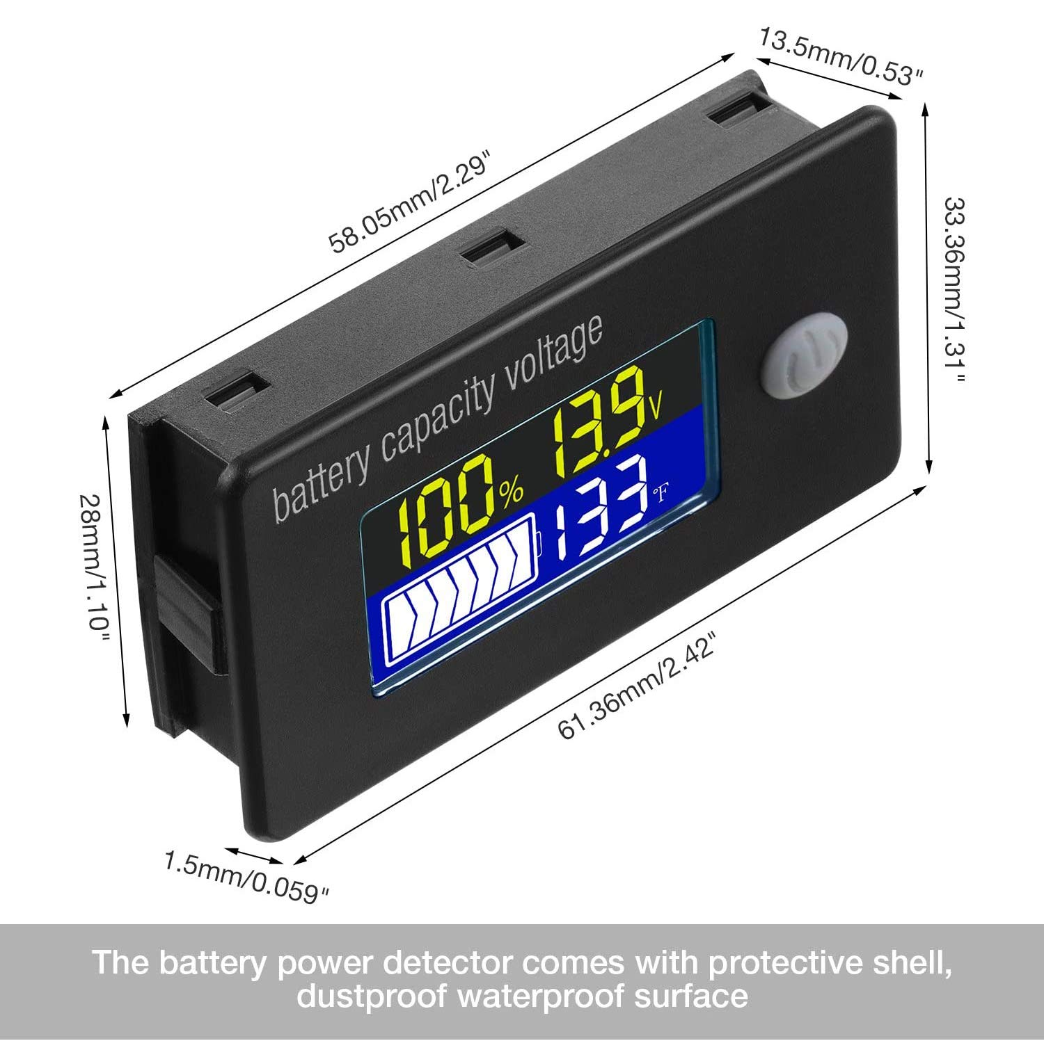 3 Parameter Display Battery Capacity Voltage Tester 10-100V