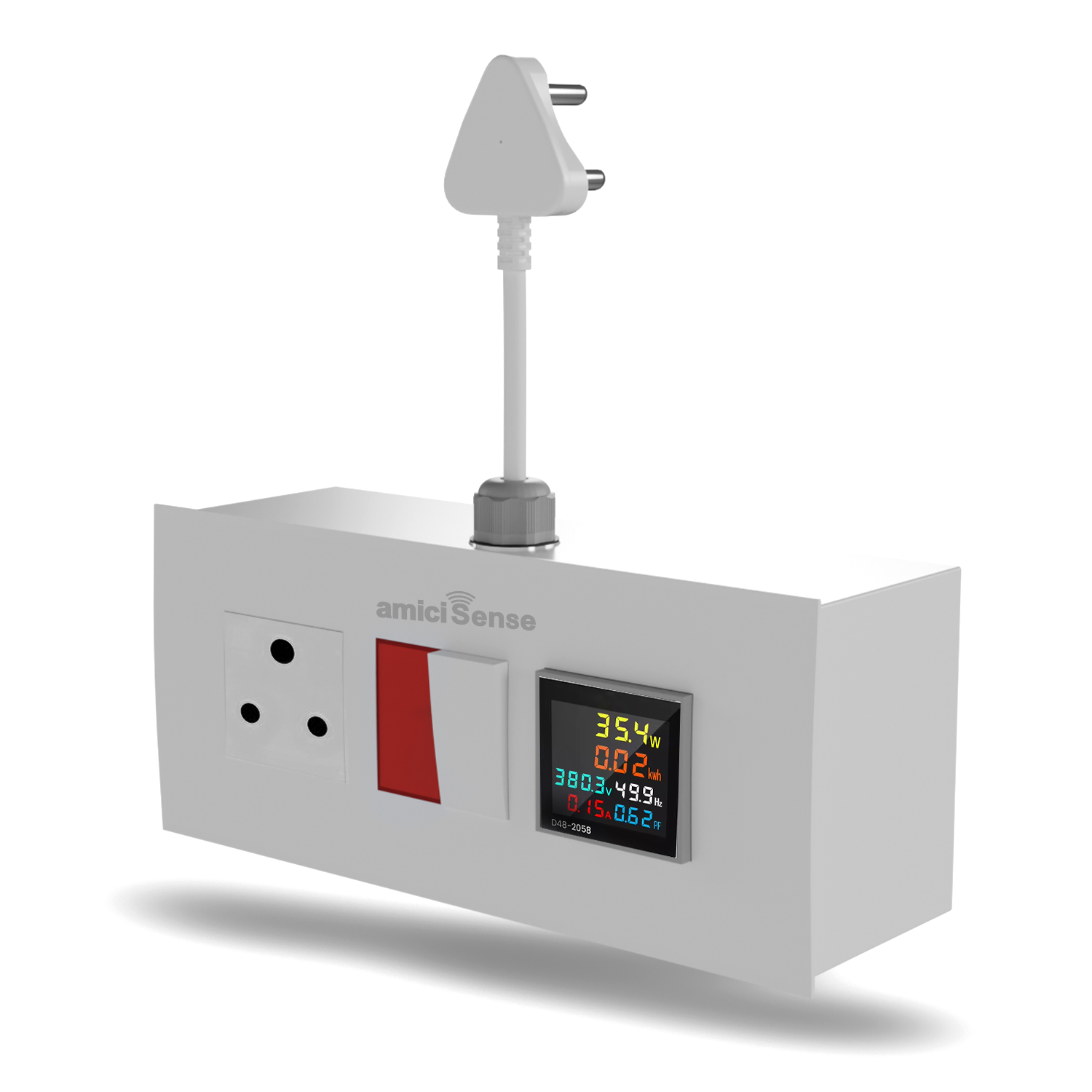 Energy Meter Socket Board with 6-in-1 Digital Voltage Monitoring 6A Socket Board with Indicator & 6A Switch with Durable 4-Inch Wire