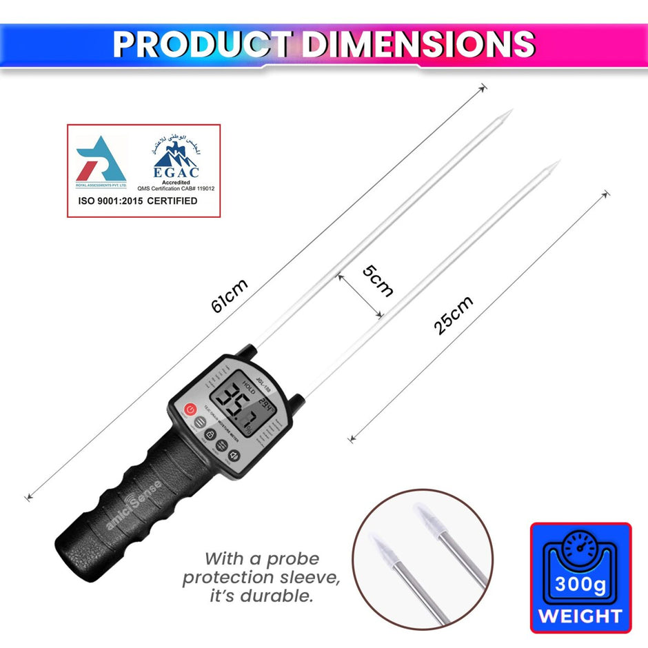 Grain Moisture Meter Handheld Humidity Tester for Wheat, Rice, Corn & More with 4×AA Battery
