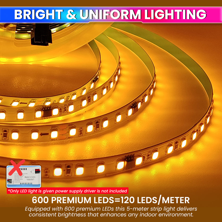 5M LED Strip Light Flexible, Colourful Bright Lights Design for Diwali, Christmas or DIY Home Decoration With 120 LEDs/m