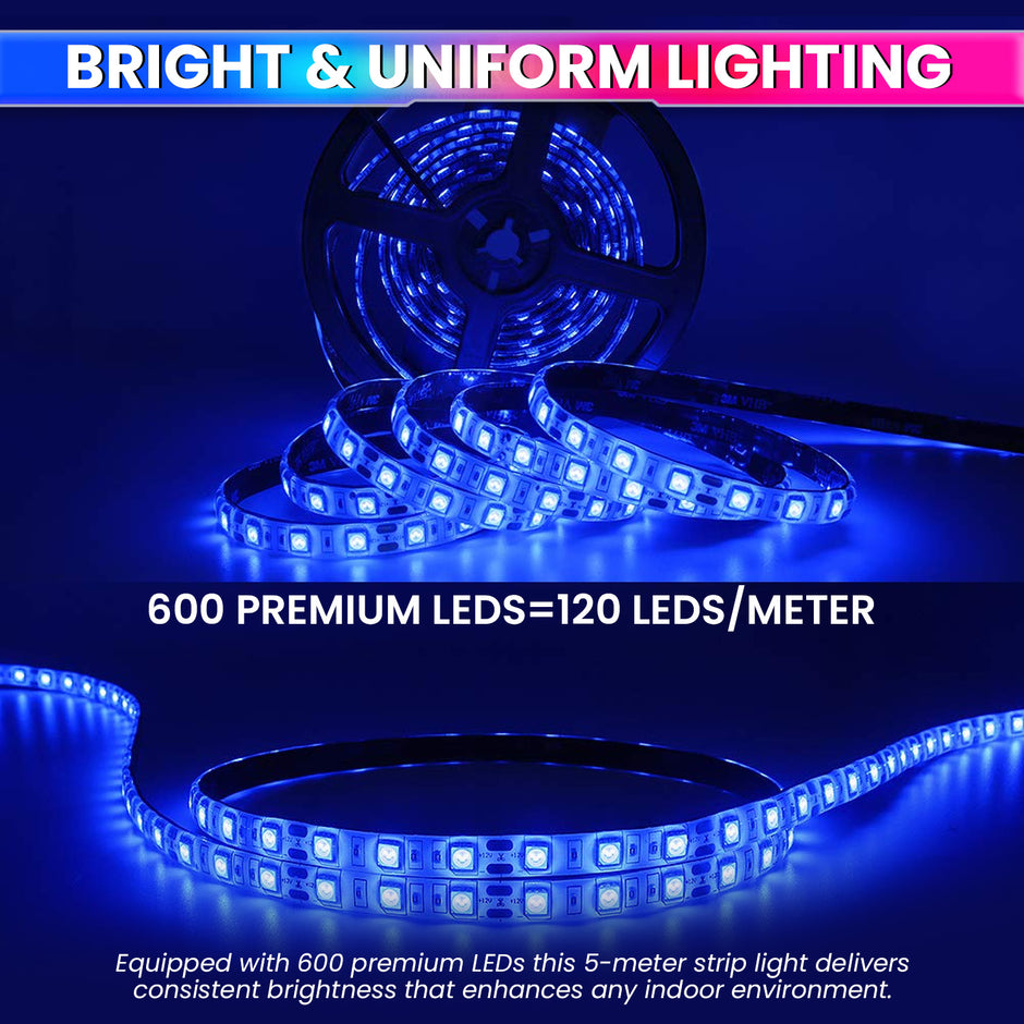 5M LED Strip Light Flexible Décor Lighting For Diwali Or Home Decoration with 12V Adapter (120 LEDs/m)