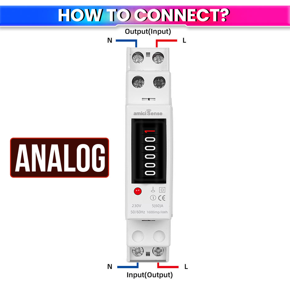 18mm Analog Energy Meter Single Phase 1P 2 Wire 230V 60A | kWh Power Consumption with Mechanical Display