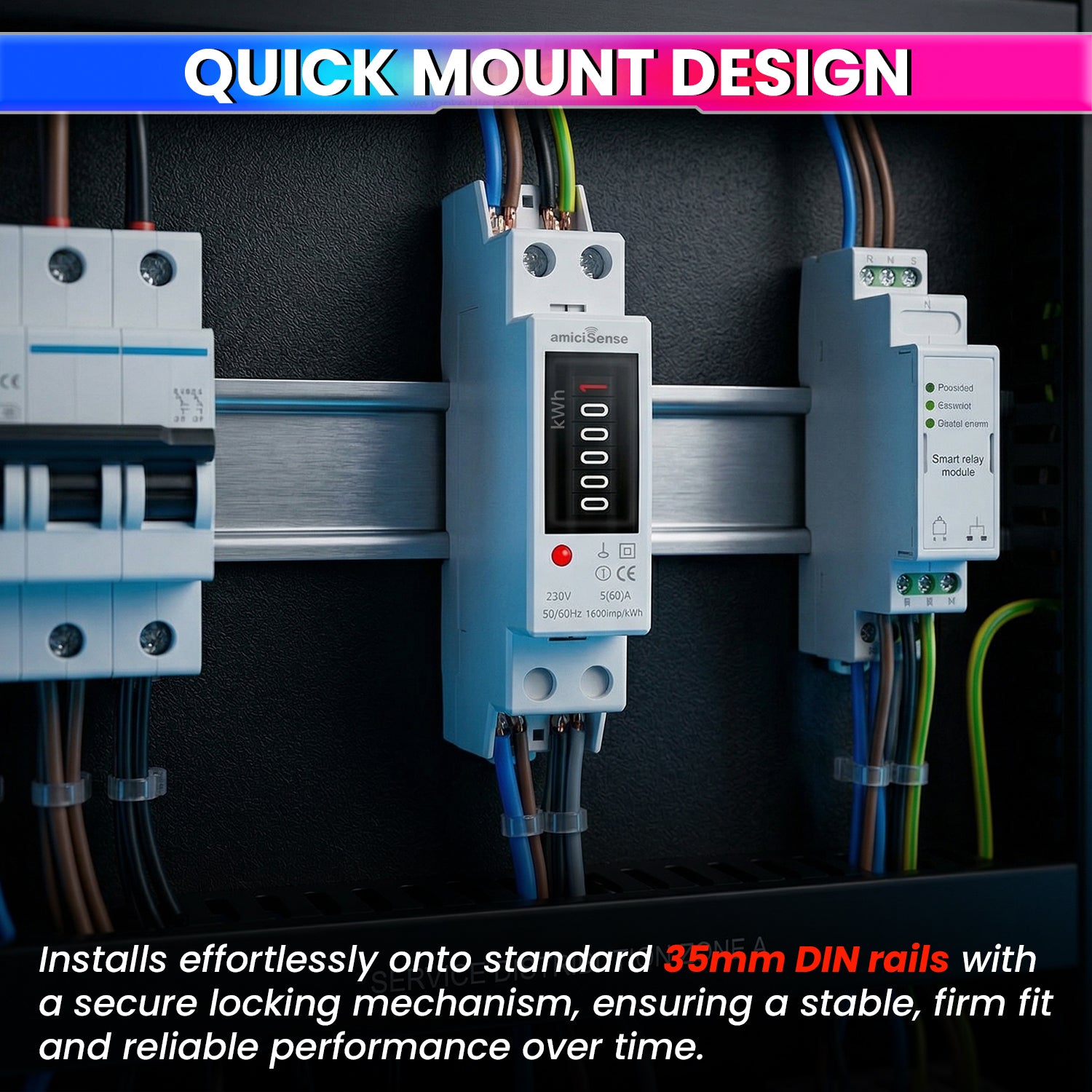 18mm Analog Energy Meter Single Phase 1P 2 Wire 230V 60A | kWh Power Consumption with Mechanical Display