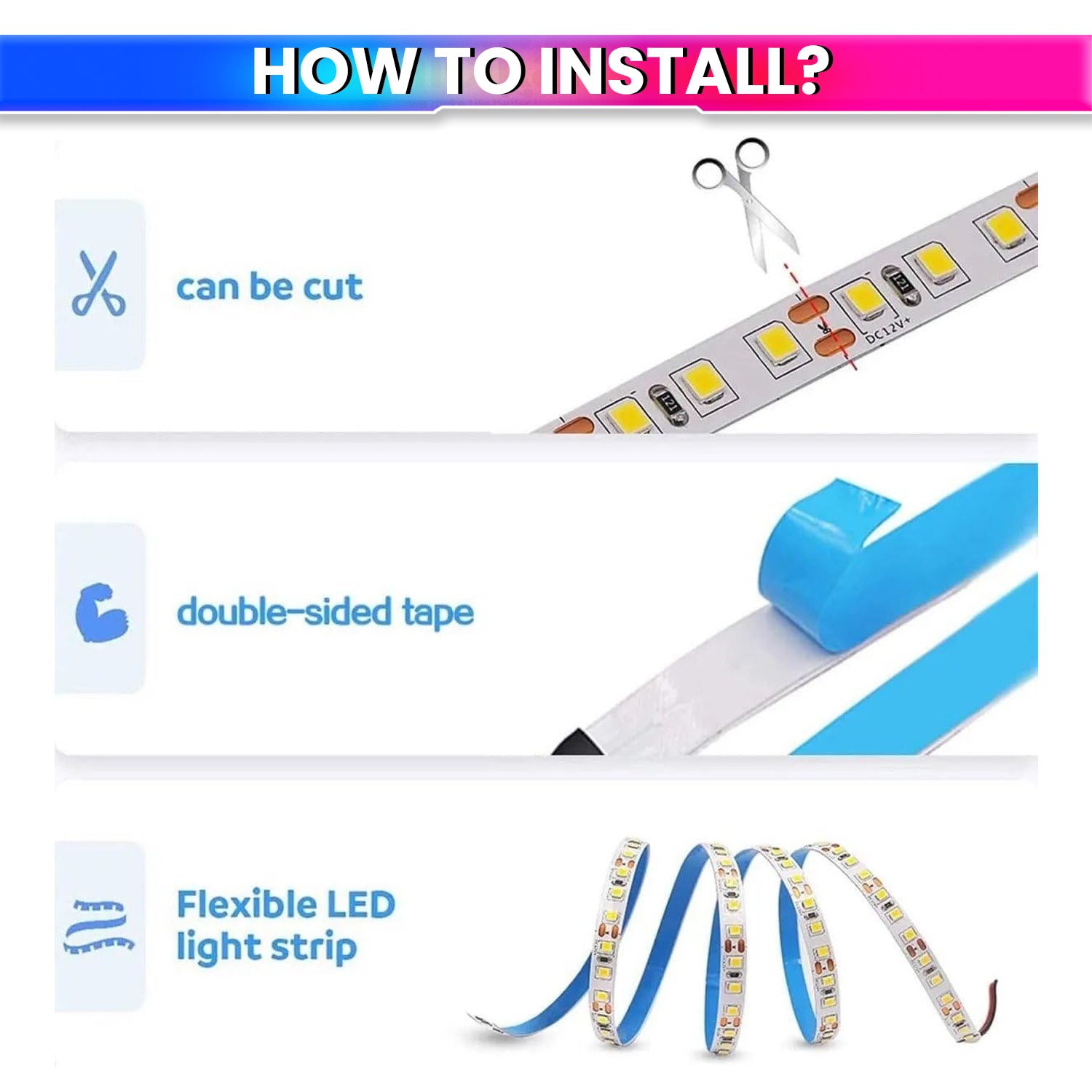 5M LED Strip Light Flexible Decor String Lighting for Festivals or DIY Home Decoration with 12V 5A Power Adapter (240 LEDs/m) amiciKart