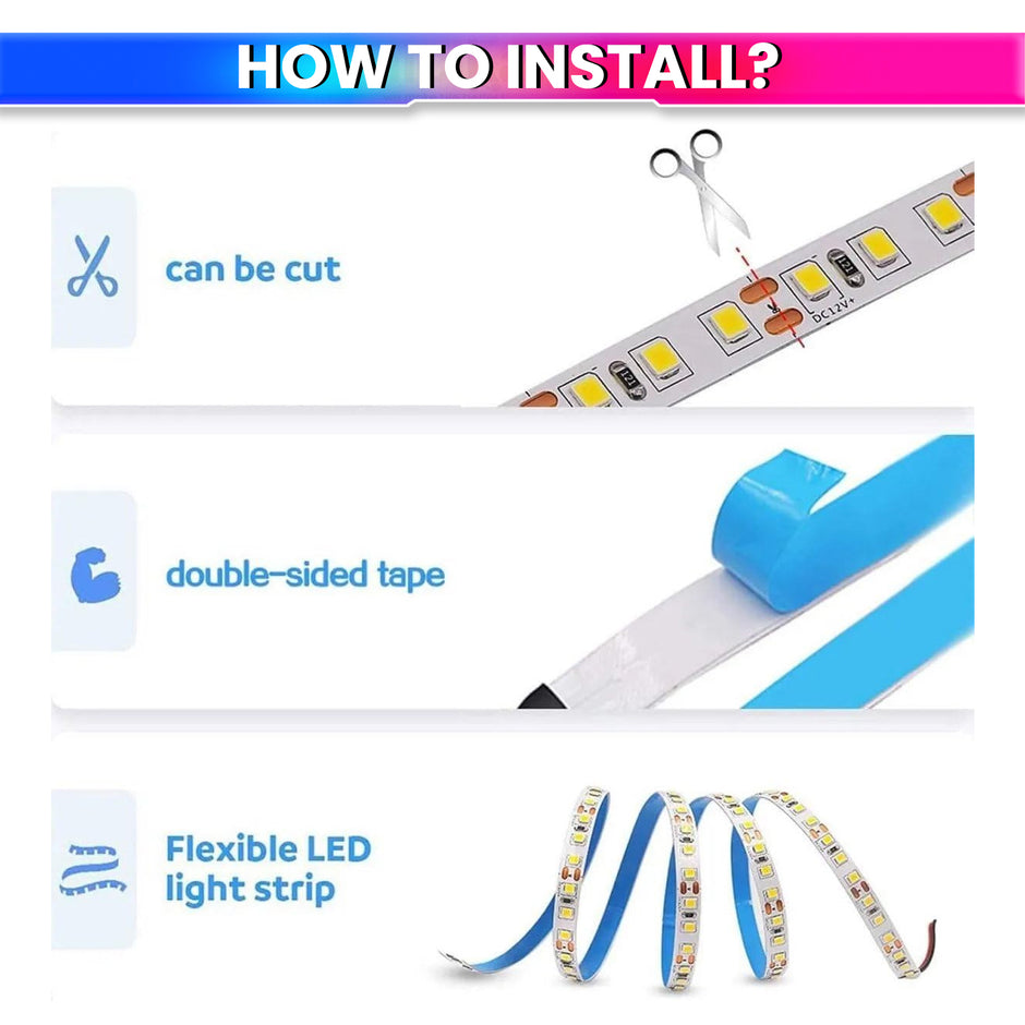 5M LED Strip Light Flexible Decor String Lighting for Festivals or DIY Home Decoration with 12V 5A Power Adapter (240 LEDs/m) amiciKart