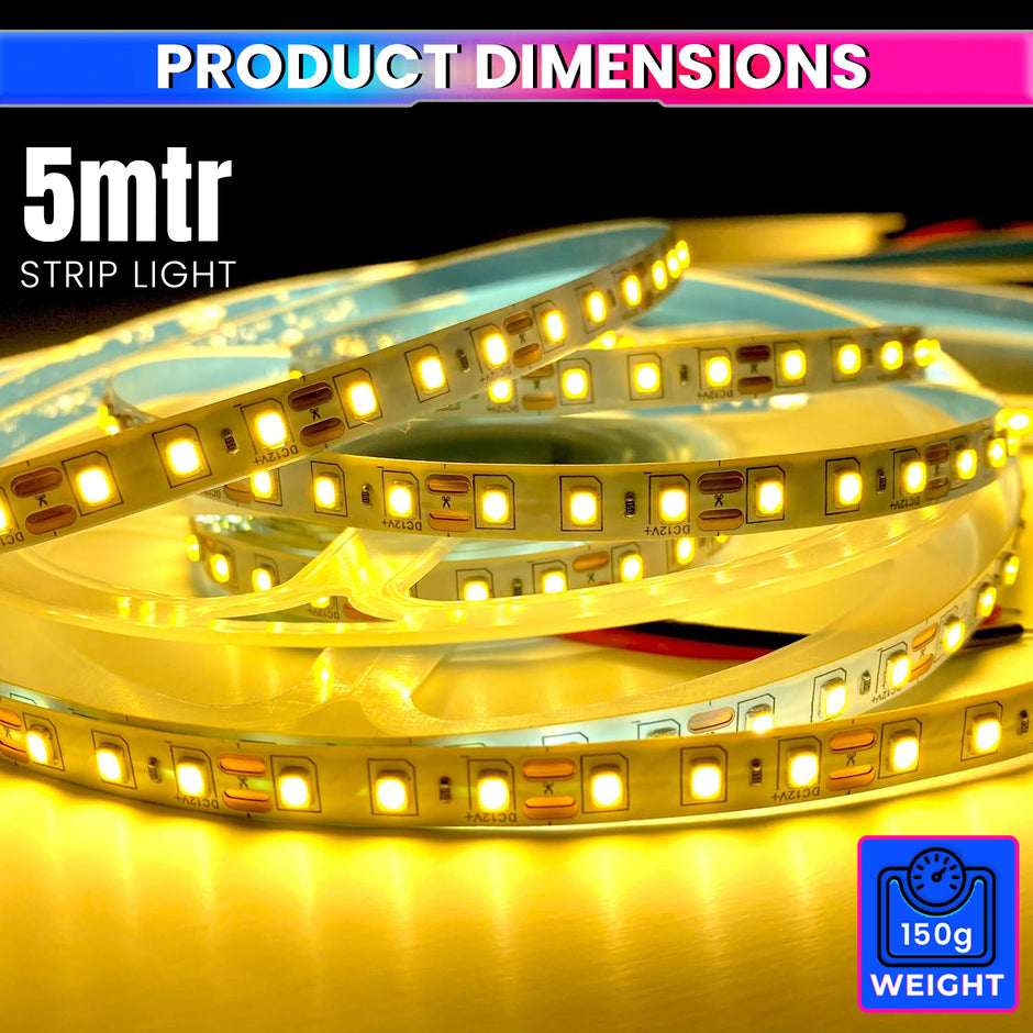 5M LED Strip Light Flexible Lighting for Diwali, Christmas or DIY Home Decoration with 12V 5A Power Adapter (240 LEDs/m)