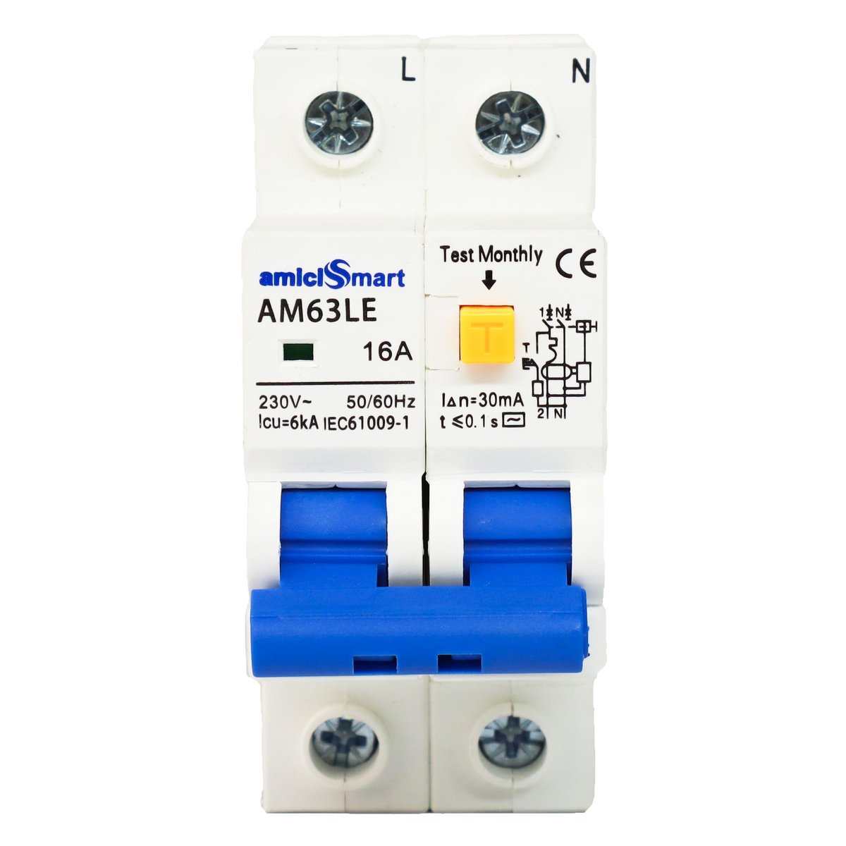 amiciSmart 16A RCBO, front view