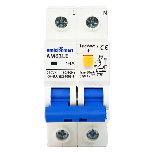 RCBO, 220V Residual Current Circuit Breaker with Leakage, Overcurrent & Short-Circuit Protection with Separate Leakage Control Switch