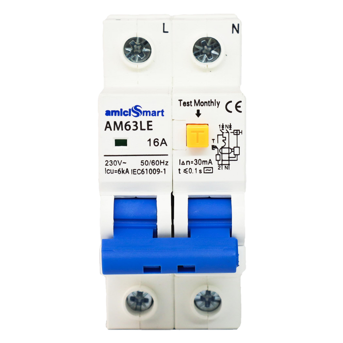 amiciSmart 16A RCBO, front view
