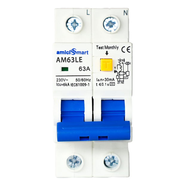amiciSmart 63A RCBO, front view