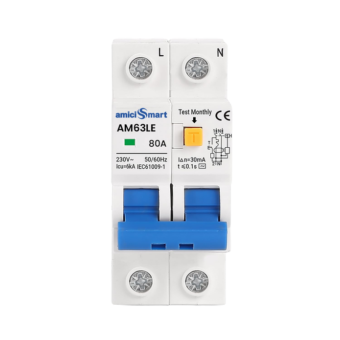 amiciSmart 80A RCBO, front view