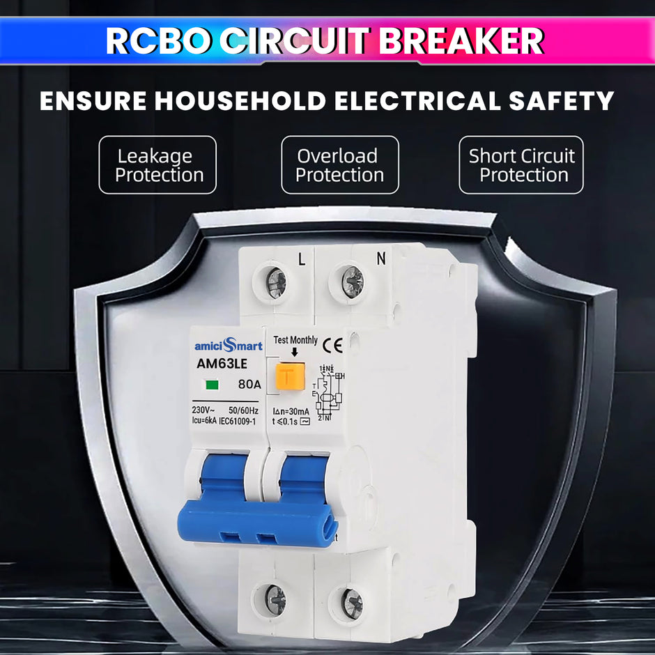 amiciSmart 80A Circuit Breaker with Independent Leakage ON/OFF Switch