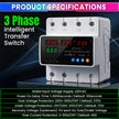 Intelligent 3 Phase to 1 Phase Auto Changeover Switch with Voltage & Overload Protection with Real-Time Display (230VAC)