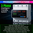 Intelligent 3 Phase to 1 Phase Changeover Switch, 230VAC Control Transfer Switch