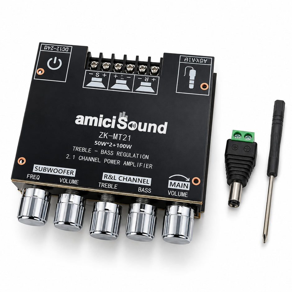 Q100H 2.1 Channel Bluetooth Audio Amplifier Board TPA3116 200W | TPA3116 | 50W×2 Stereo + 100W Subwoofer