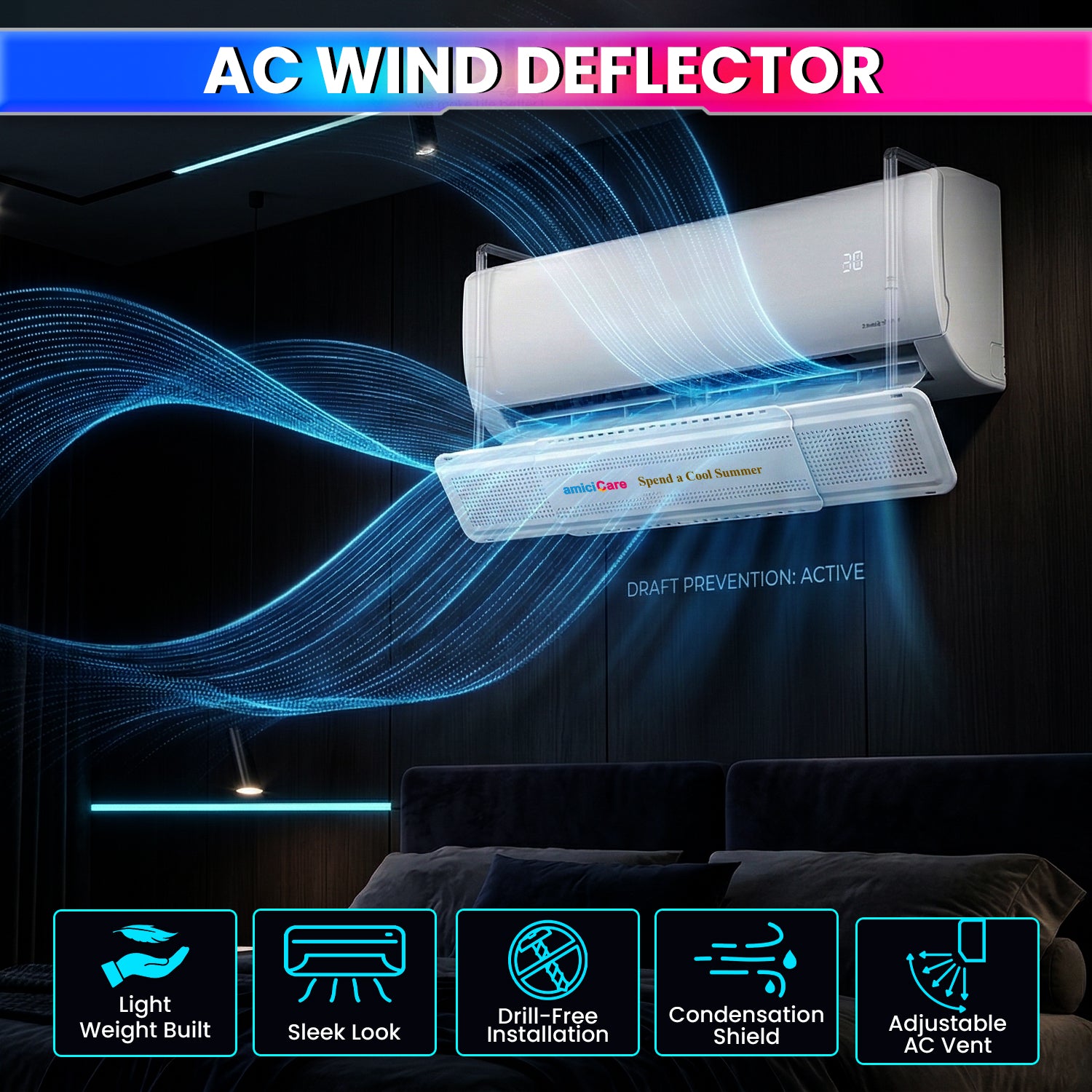 Adjustable AC Wind Deflector for Split Air Conditioner | Universal Air ...