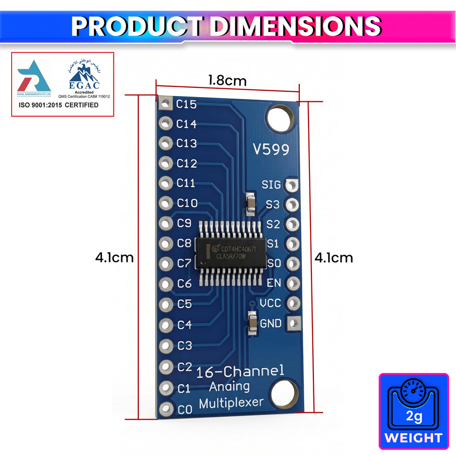 CD74HC4067 16-Channel Signal Expansion Module Compatible with Arduino