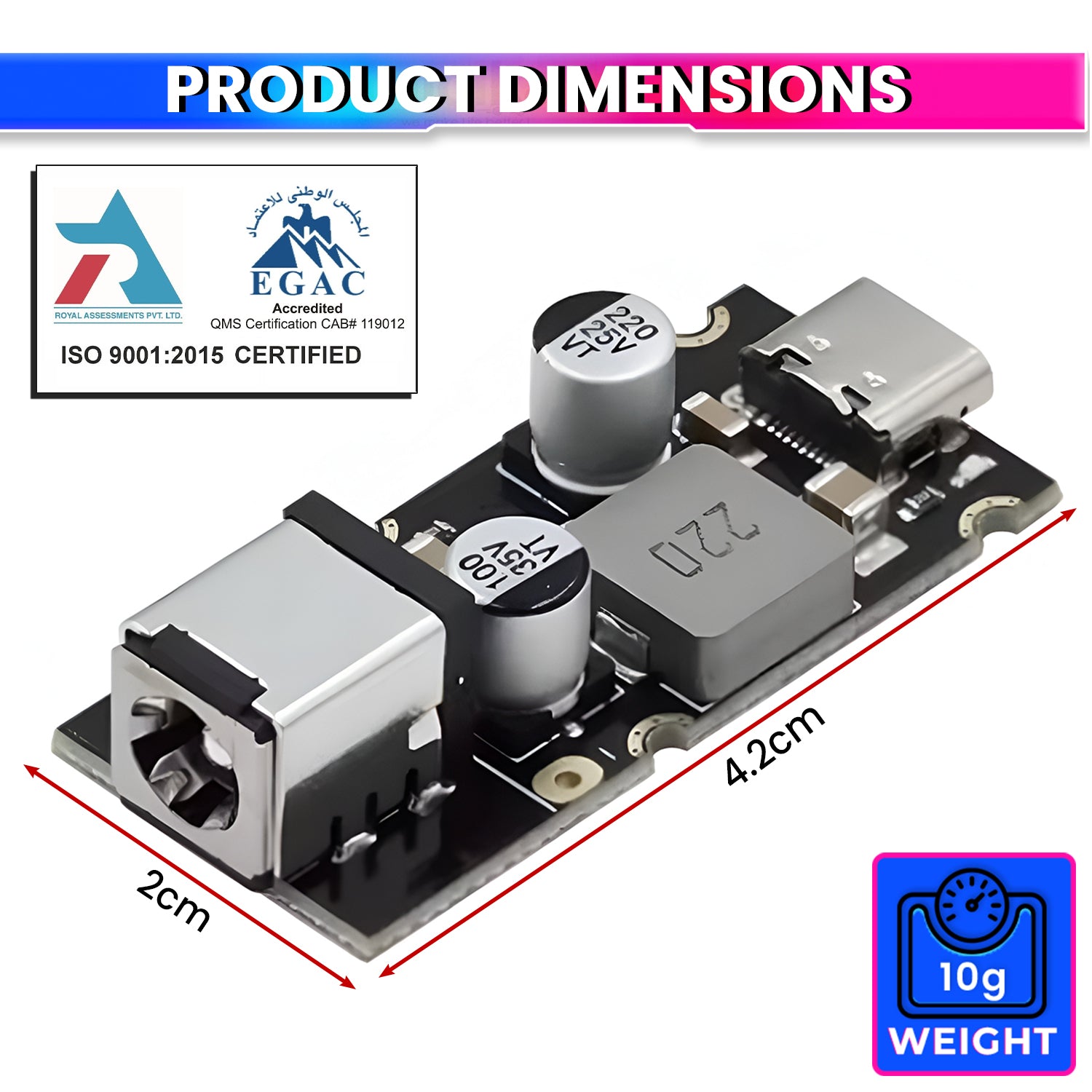 65W USB Fast Charger Module QC4.0 / QC3.0 & PD3.1 (PPS) | DC 8–30V Input DIY USB-C Charging Board