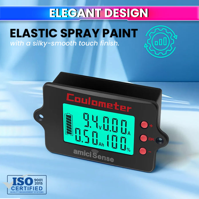 Coulomb Counter 8–120V Bi-Directional Battery Capacity Meter with Voltage, Current & Ah Display for Lithium & Lead-Acid Batteries