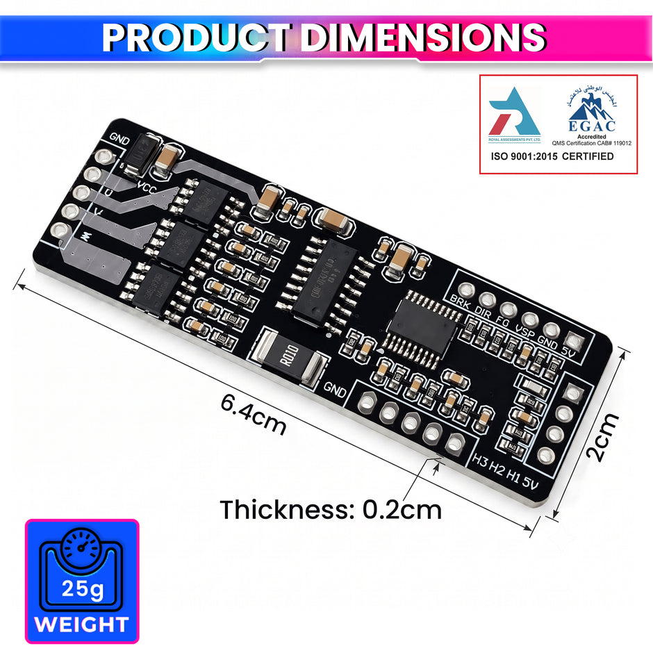 BLDC Motor Driver Board 5–40V 24W With Hall Sensor | PWM Speed Control | 1.5A / 4A Max