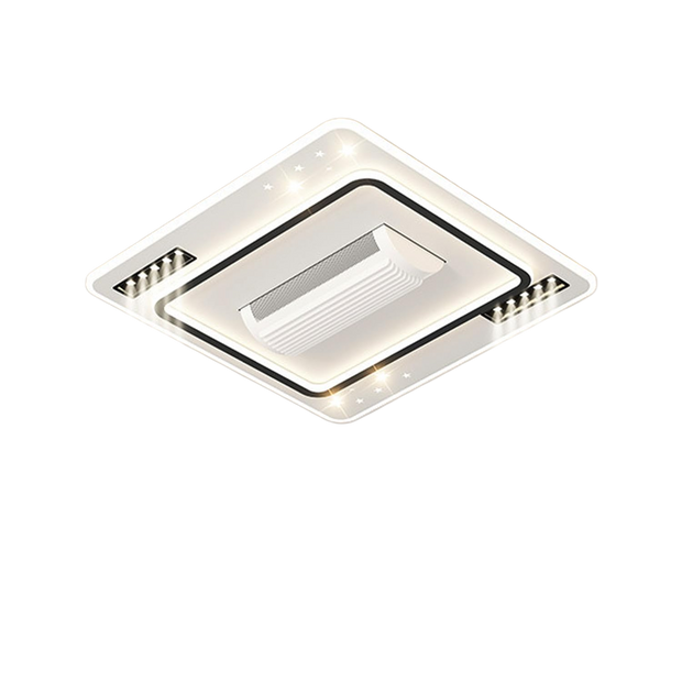 Designer square ceiling fan with integrated LED lighting