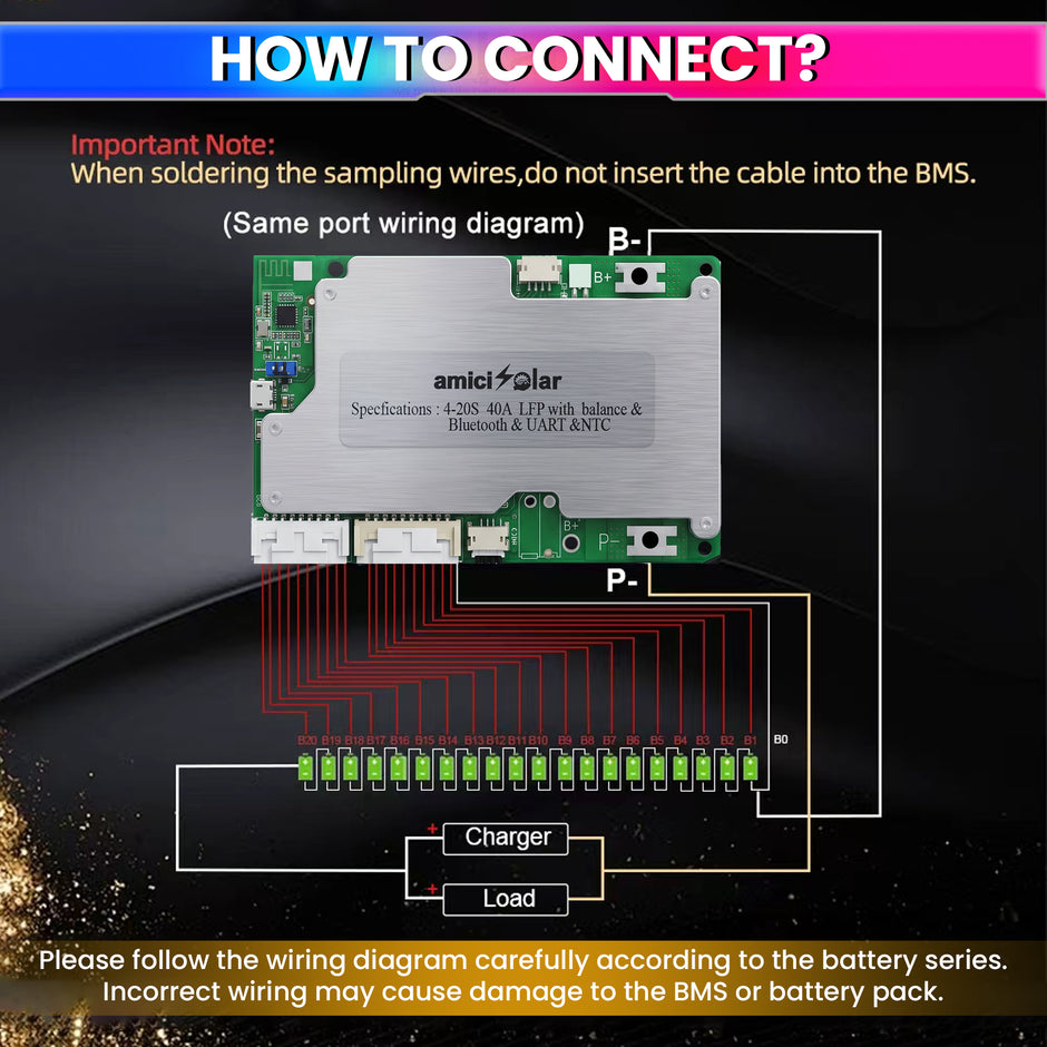 4S–20S 40A Smart BMS for LiFePO4 Battery Pack | Cell Balancing with NTC Protection