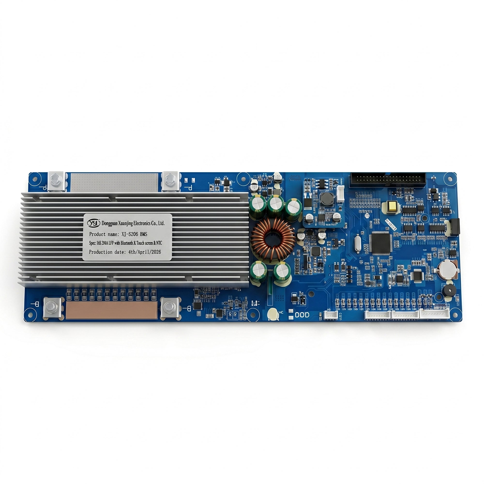 7S–16S 200A Smart BMS for LiFePO4 Battery Pack with HD TFT Display & Bluetooth App