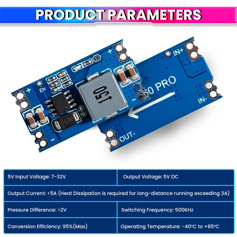 Mini560 PRO DC-DC Buck Converter | 7–32V Input to Stable 5V Output up to 5A | 95% Efficient Step-Down Voltage Regulator Module for DIY Solar Projects