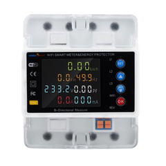 amiciSmart three-phase WiFi bi-directional energy meter, front view