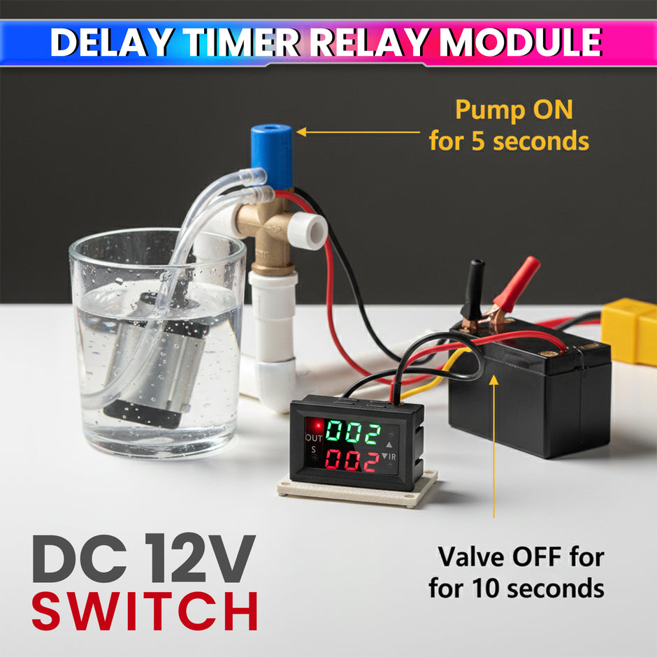 DC 12V Digital Delay Timer Relay Module | Dual Cycle ON-Off Programmable Time Control Switch