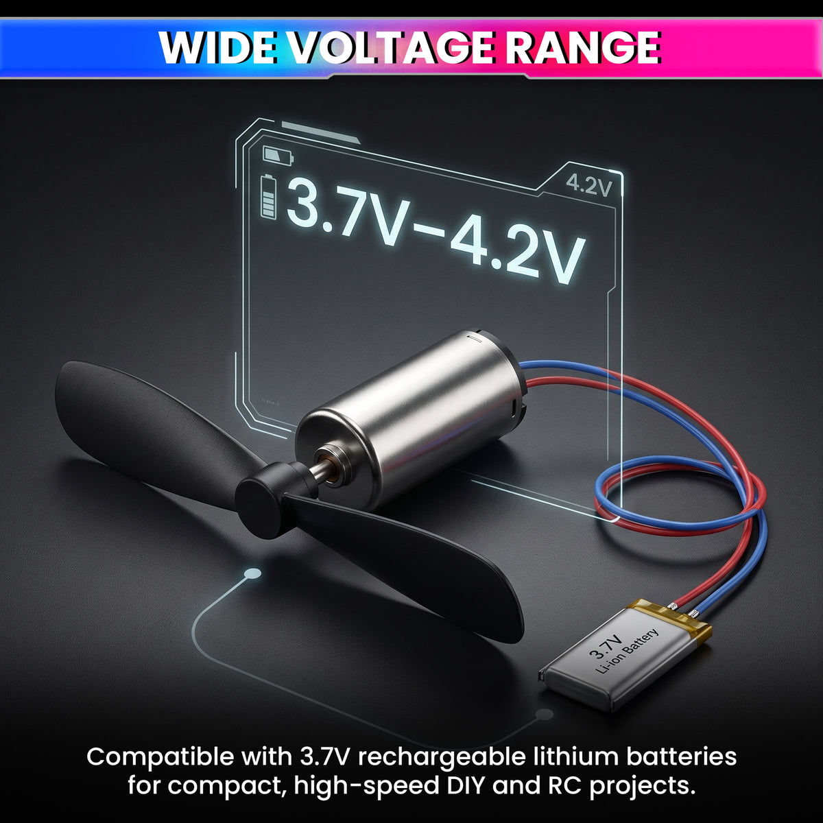 716 Coreless DC Motor 7×16mm 3.7–4.2V, Up to 55,000 RPM, 2 Motors + 2 Propellers