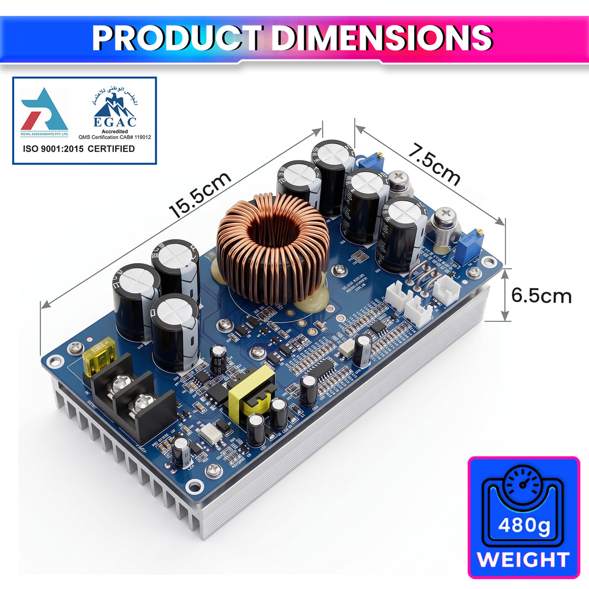 800W DC Buck Converter 20–70V to 2.5–58V 30A Output | Adjustable High-Power Step-Down Module