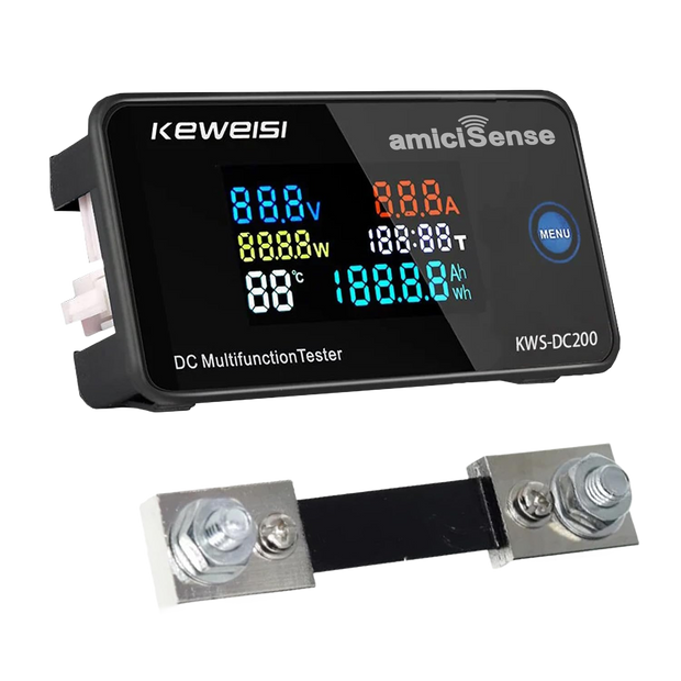 amiciSense DC energy meter with external current shunt
