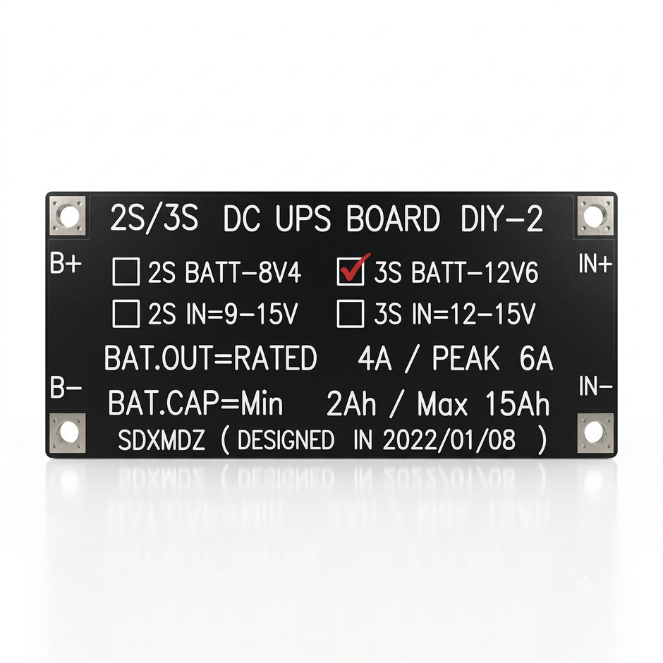 3S DC UPS Module 12V 4A, 50W Output, Battery Charging & Protection