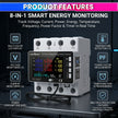 WiFi Smart Energy Meter 80A with LCD Display, App Control Over/Under Voltage Protection