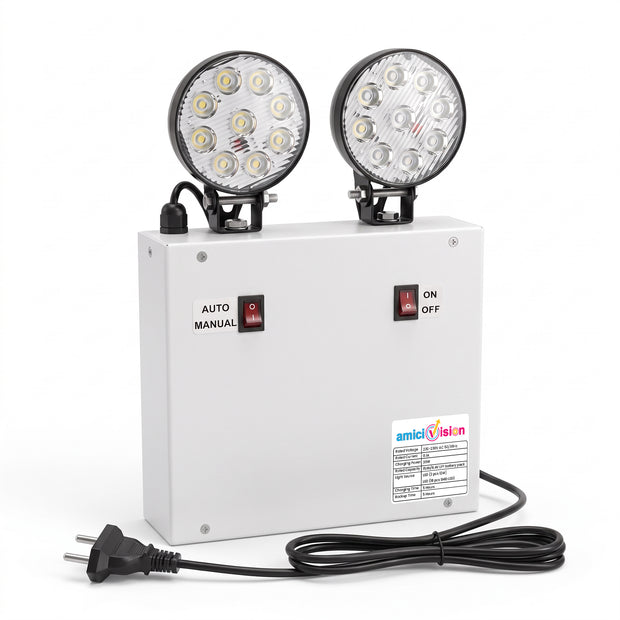 35W Industrial Emergency Light, 5-Hour Backup | 6.4V 15Ah LiFePO₄ | 2×12W LED + 18 SMD