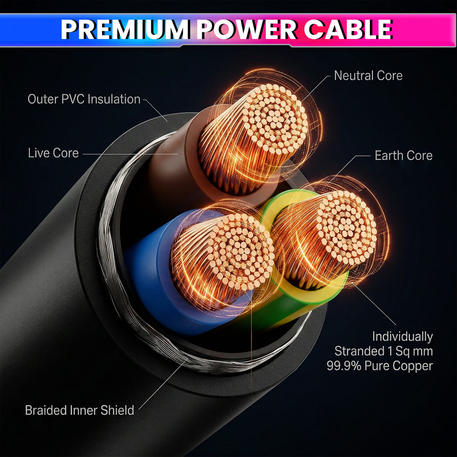EV Charging Extension Board | 10M Heavy-Duty 3-Core 1 Sq mm Copper Cable