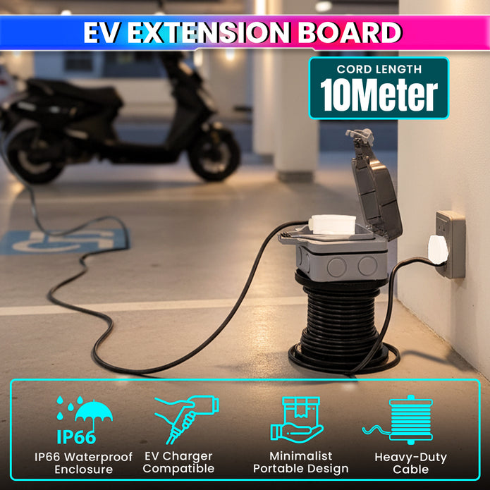EV Charging Extension Board | 10M Heavy-Duty 3-Core 1 Sq mm Copper Cable