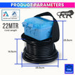 EV Charging Extension - 22M 3-Core 4 Sq mm Cable - Digital Meter - IP66 - 16A Plug