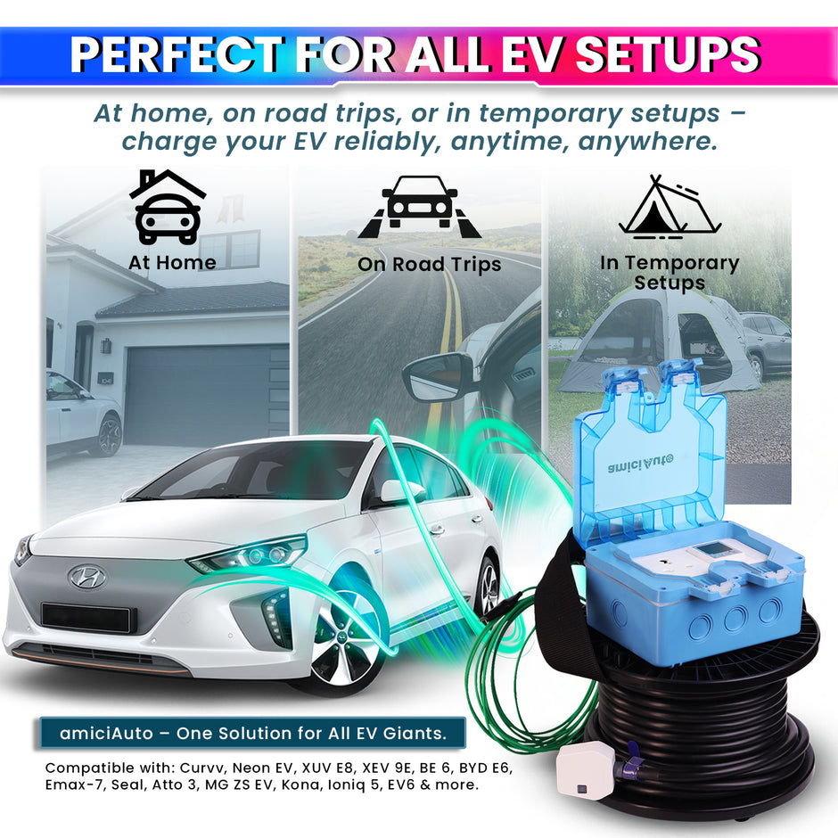 EV Charging Extension - 22M 3-Core 4 Sq mm Cable - Digital Meter - IP66 - 16A Plug