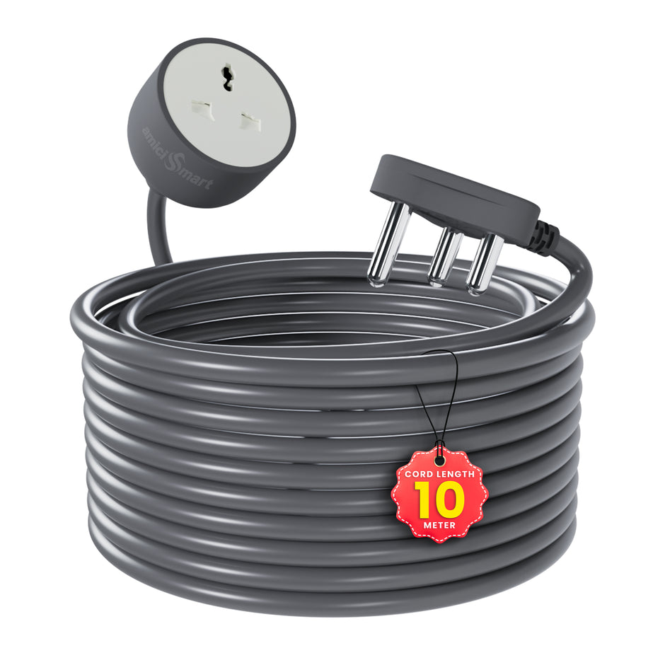 Heavy Duty 3-Pin Extension Cord with 1 Sq mm Pure Copper Wire | 10 Meter