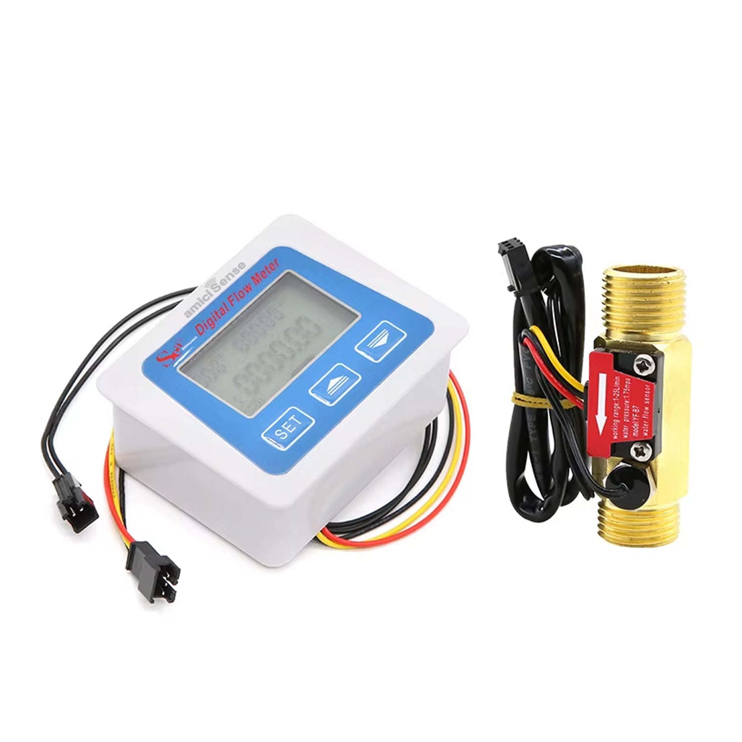 Digital Flow Meter for Water with LCD Display Real-Time Flow Rate, Temperature & Time Recording with Battery Indicator