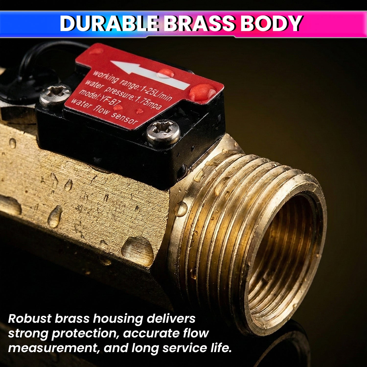 Digital Flow Meter for Water with LCD Display Real-Time Flow Rate, Temperature & Time Recording with Battery Indicator