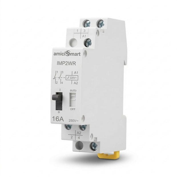 16A Impulse Relay, 2 Pole 230VAC Latching Relay for Line Control