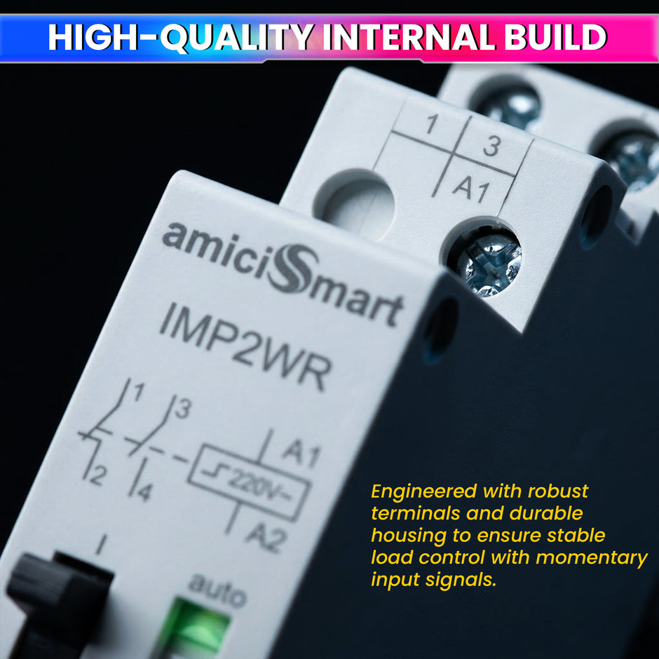 16A Impulse Relay, 2 Pole 230VAC Latching Relay for Line Control