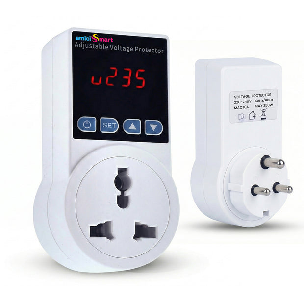 Socket Voltage Protector 16A Load Capacity with 6A Plug Over & Under Voltage Protection with LED Display
