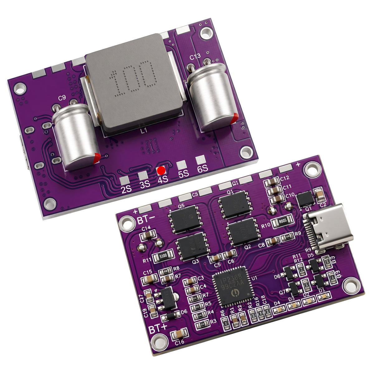 IP2368 100W Bidirectional USB-C Buck-Boost Module | 4S Li-ion/Li-Po | PD/QC Fast Charging